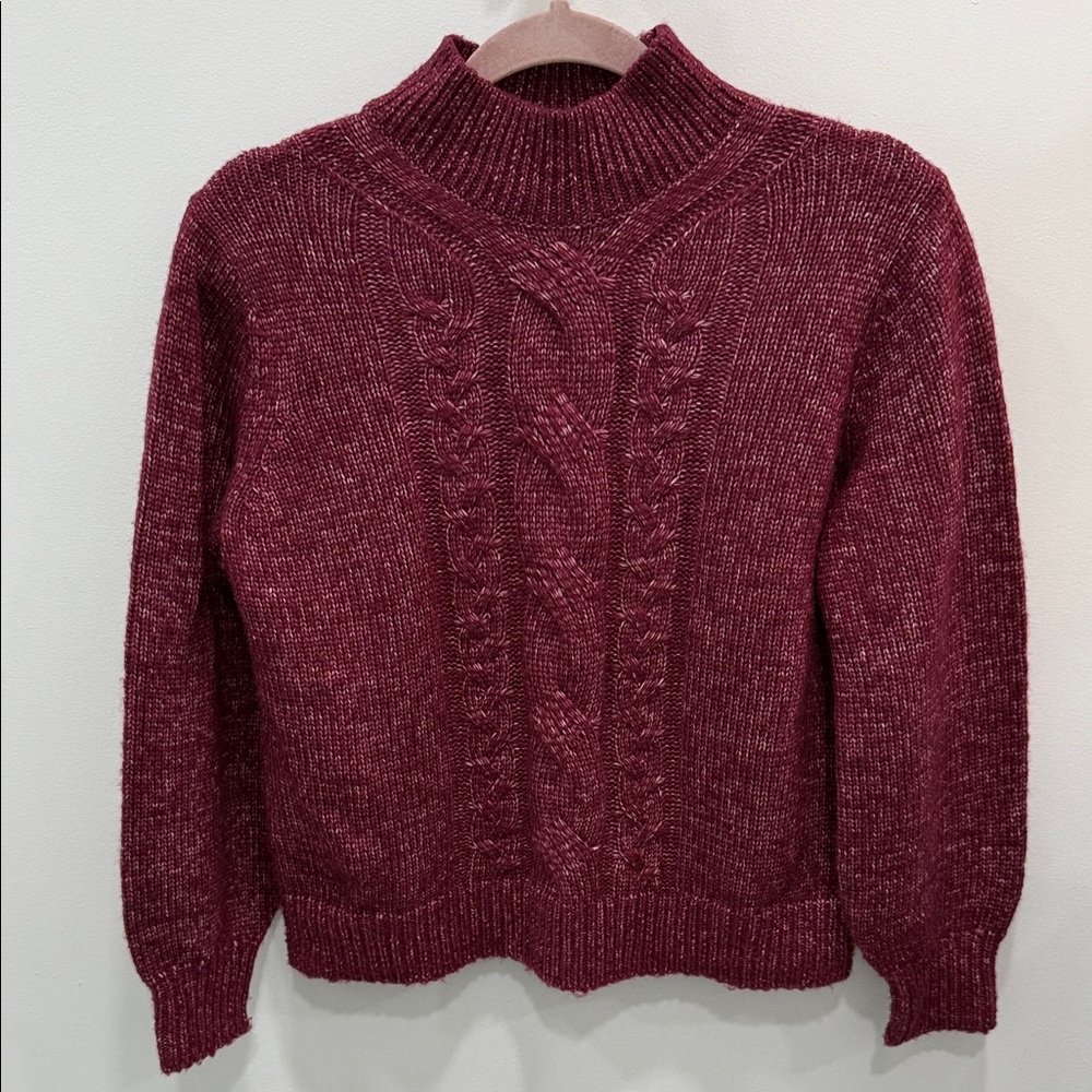Women's Burgundy Cable Knit Sweater Banana Republic Size: Petite M